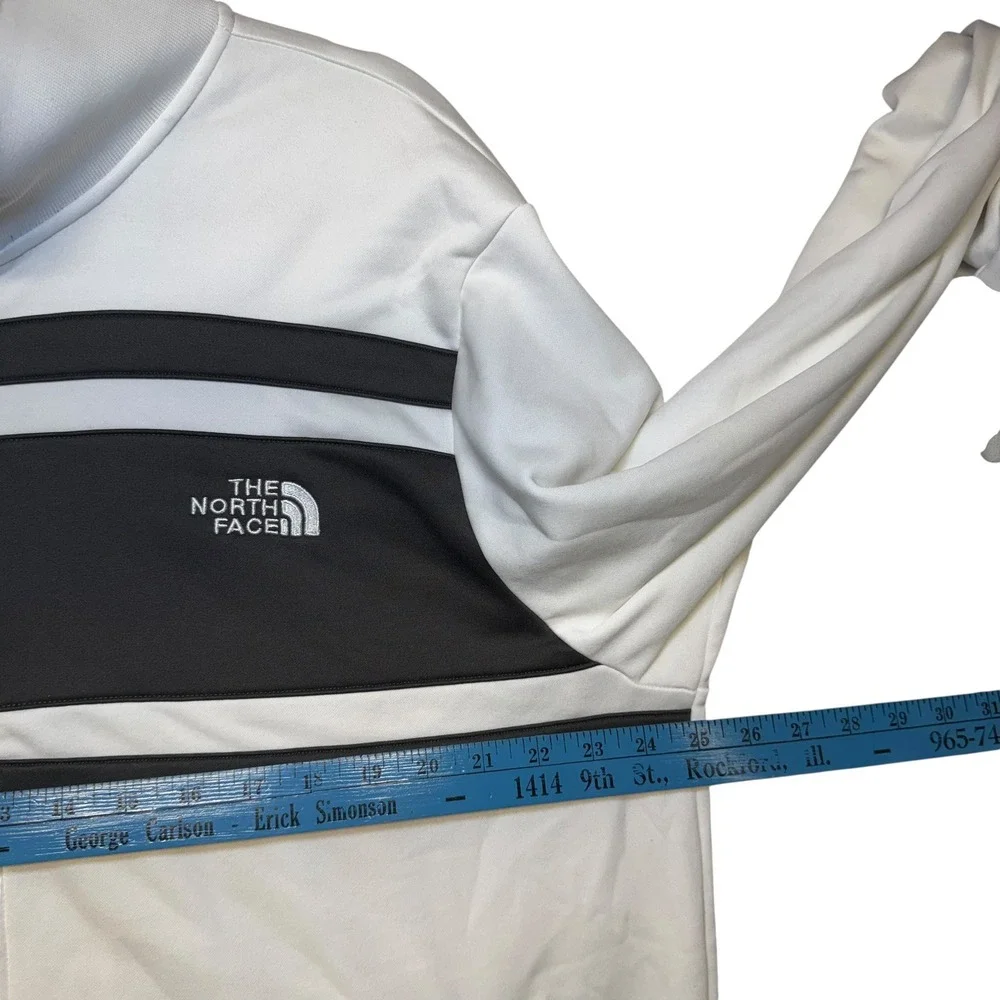 The North Face Mens Track Jacket White Black‎ Full Zip Stripe Mock Neck Logo XL